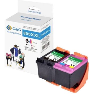 G&G, Cartouche d'impression, XXL-Patronen 2er Set für HP 305XL/ 3YM62AE + 3YM63AE (C, CF, M, Y) G&G, Cartouche d'impression, XXL-Patronen 2er Set für HP 305XL/ 3YM62AE + 3YM63AE (C, CF, M, Y)