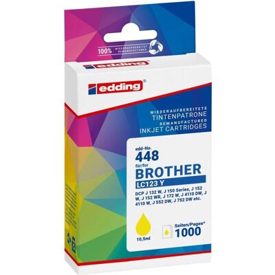 Edding, Cartouche d'impression, EDD-448 Cartouche jaune compatible avec brother LC-123Y (Y) Edding, Cartouche d'impression, EDD-448 Cartouche jaune compatible avec brother LC-123Y (Y)