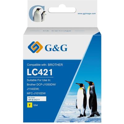 G&G, Cartouche d'impression, Tinte kompatibel mit Brother LC421Y (200 Seiten) Gelb (Y) G&G, Cartouche d'impression, Tinte kompatibel mit Brother LC421Y (200 Seiten) Gelb (Y)