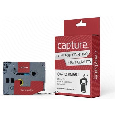 Capture, Rouleau d’étiquettes, 24mm x 8m Noir sur mat (24 mm) Capture, Rouleau d’étiquettes, 24mm x 8m Noir sur mat (24 mm)