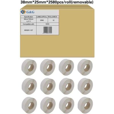 G&G, Rouleau d’étiquettes, 12x Etikettenrollen kompatibel mit Zebra 800261-107 G&G, Rouleau d’étiquettes, 12x Etikettenrollen kompatibel mit Zebra 800261-107