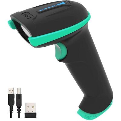 Tera Lecteur de codes-barres sans fil portable 1D, connexion USB, batterie rechargeable de 2 000 mAh, (Codes à barres 1D), Lecteur de codes barres, Noir Tera Lecteur de codes-barres sans fil portable 1D, connexion USB, batterie rechargeable de 2 000 mAh, (Codes à barres 1D), Lecteur de codes barres, Noir