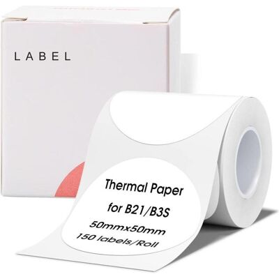 Niimbot, Rouleau d’étiquettes, Étiquette thermique ronde blanche T50*50-150 Niimbot, Rouleau d’étiquettes, Étiquette thermique ronde blanche T50*50-150