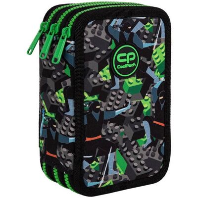 Coolpack, Destructeur de documents, Trousse « Block », 20 cm x 7,5 cm, noir/vert Coolpack, Destructeur de documents, Trousse « Block », 20 cm x 7,5 cm, noir/vert