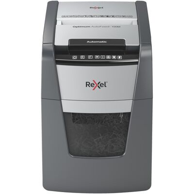 Rexel, Destructeur de documents, Optimum AutoFeed+ 100M Destructeur de documents micro coupe 2 x 15 mm 34 l Nombre de feuilles Rexel, Destructeur de documents, Optimum AutoFeed+ 100M Destructeur de documents micro coupe 2 x 15 mm 34 l Nombre de feuilles