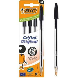 Bic, Stylo, Lot de 4 stylos Cristal Medium Black (4x) Bic, Stylo, Lot de 4 stylos Cristal Medium Black (4x)