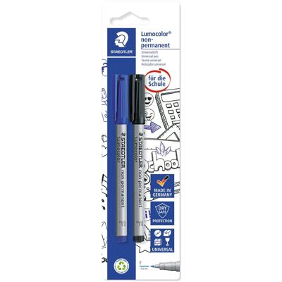 Magni, Marqueur, Feutres Lumocolor F non-permanent bleu/noir (2x) Magni, Marqueur, Feutres Lumocolor F non-permanent bleu/noir (2x)
