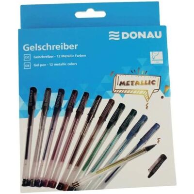 Donau, Stylo, 12 stylos gel Metallic transparents 1,0 mm, Couleur de l'encre : couleurs assorties (12x) Donau, Stylo, 12 stylos gel Metallic transparents 1,0 mm, Couleur de l'encre : couleurs assorties (12x)