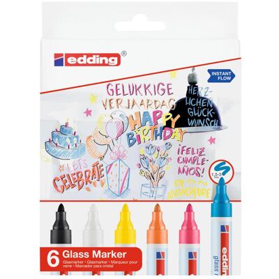 Edding, Marqueur, Marqueur pour tableau en verre (6x) Edding, Marqueur, Marqueur pour tableau en verre (6x)