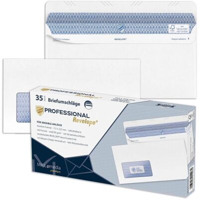 Mailmedia, Enveloppes, Enveloppes Professional 112 x 225 mm autocollantes offset blanc 90 g/m² (FSC) avec fenêtre (DL, 35x) Mailmedia, Enveloppes, Enveloppes Professional 112 x 225 mm autocollantes offset blanc 90 g/m² (FSC) avec fenêtre (DL, 35x)
