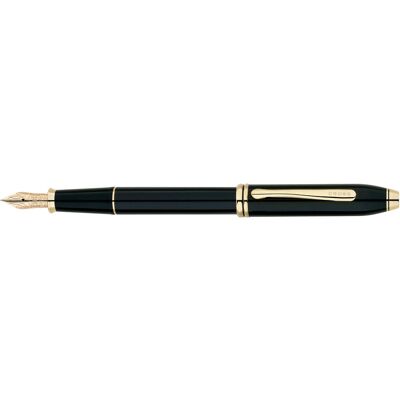 Cross, Stylo, Stylo Plume Townsend F Laque noire plaquée or (1x) Cross, Stylo, Stylo Plume Townsend F Laque noire plaquée or (1x)