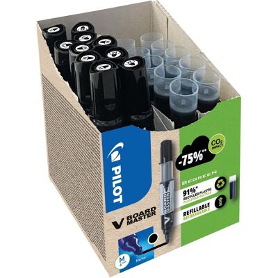 Pilot, Marqueur, Greenpack V-Board Master, noir, 10 marqueurs et 10 mines de rechange (10x) Pilot, Marqueur, Greenpack V-Board Master, noir, 10 marqueurs et 10 mines de rechange (10x)