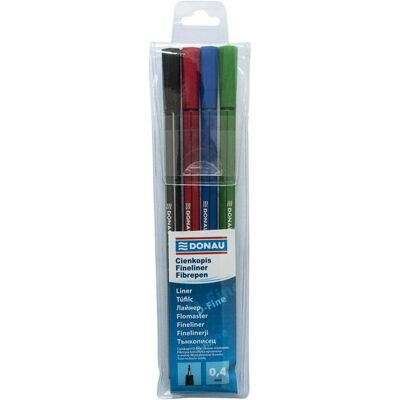 Donau, Stylo, Crayon feutre fin, d-fine, 0, 4mm, 4 pièces, couleurs assorties (4x) Donau, Stylo, Crayon feutre fin, d-fine, 0, 4mm, 4 pièces, couleurs assorties (4x)