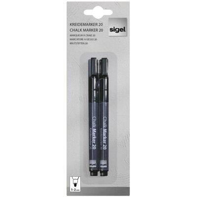 Sigel, Marqueur, Marqueur à craie Artverum 20 Rond (1-2 mm) (2x) Sigel, Marqueur, Marqueur à craie Artverum 20 Rond (1-2 mm) (2x)