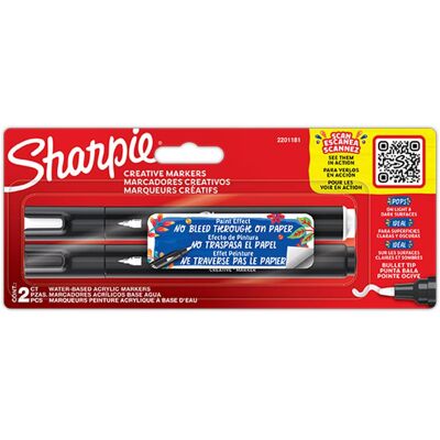Sharpie, Marqueur, Creative Marker Bullet Tip Sort & Hvid 2 pièces (2x) Sharpie, Marqueur, Creative Marker Bullet Tip Sort & Hvid 2 pièces (2x)
