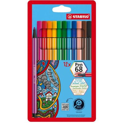 Feutre STABILO Pen 68 - Coffret de 12 couleurs Feutre STABILO Pen 68 - Coffret de 12 couleurs