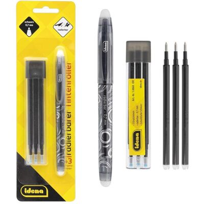 Idena, Stylo, Stylo à bille roulante 0,7 mm effaçable, noir, 3 recharges (1x) Idena, Stylo, Stylo à bille roulante 0,7 mm effaçable, noir, 3 recharges (1x)
