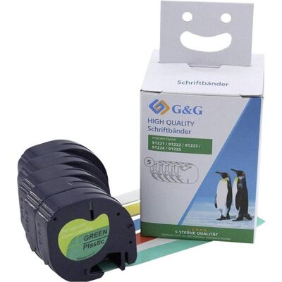 G&G LT Bande Étiquettes - 5 Couleurs, Texte Noir - 12mm x 4m G&G LT Bande Étiquettes - 5 Couleurs, Texte Noir - 12mm x 4m