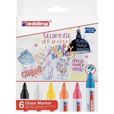 Edding, Marqueur, Marqueur pour tableau en verre (6x) Edding, Marqueur, Marqueur pour tableau en verre (6x)
