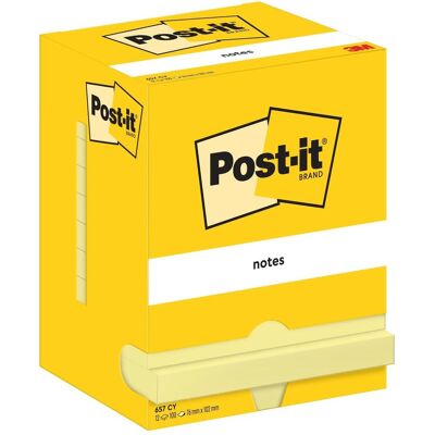 Post-it, Notes adhésives, Papillons adhésifs Standard 657 jaune 12 blocs (102 x 76 mm) Post-it, Notes adhésives, Papillons adhésifs Standard 657 jaune 12 blocs (102 x 76 mm)