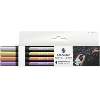 Schneider, Marqueur, Metallicliner Paint-It 020 1-2mm étui de 4 pièces (4x) Schneider, Marqueur, Metallicliner Paint-It 020 1-2mm étui de 4 pièces (4x)