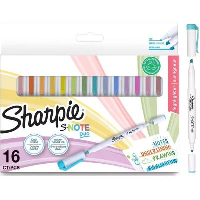 Sharpie, Marqueur, Surligneur S-Note DUO pointe biseautée et ogive 16 pcs. blister (16x) Sharpie, Marqueur, Surligneur S-Note DUO pointe biseautée et ogive 16 pcs. blister (16x)