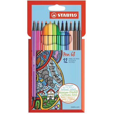 Feutre STABILO Pen 68 - Coffret de 12 couleurs Feutre STABILO Pen 68 - Coffret de 12 couleurs