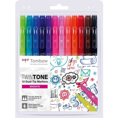 Tombow, Écriture + dessin, Marqueur TwinTone coul.claire (12x) Tombow, Écriture + dessin, Marqueur TwinTone coul.claire (12x)