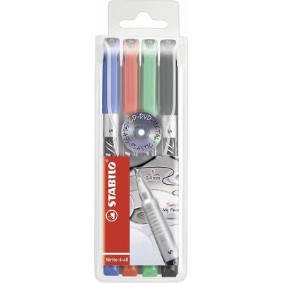 Marqueur permanent STABILO Write-4-all - 4 couleurs, pointe 1mm Marqueur permanent STABILO Write-4-all - 4 couleurs, pointe 1mm