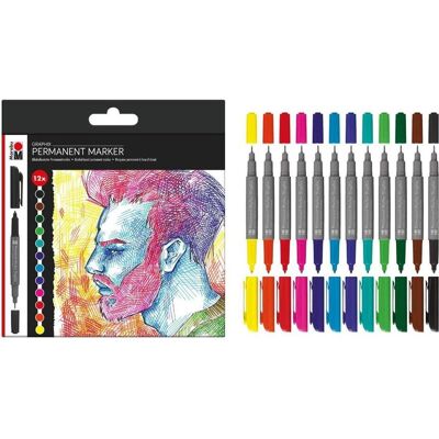 Marabu, Marqueur, Marqueur permanent Graphix set, 12 pièces (12x) Marabu, Marqueur, Marqueur permanent Graphix set, 12 pièces (12x)
