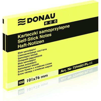 Donau, Notes adhésives, NOTES SPRZYL 76X101/100K DON ECO ZOL FOL A'1 (76 x 102 mm) Donau, Notes adhésives, NOTES SPRZYL 76X101/100K DON ECO ZOL FOL A'1 (76 x 102 mm)
