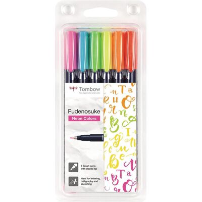 Tombow, Écriture + dessin, Fudenosuke Neon (6x) Tombow, Écriture + dessin, Fudenosuke Neon (6x)