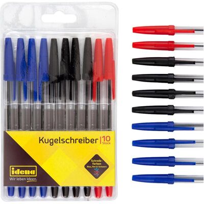 Idena, Stylo, 500234 - Stylo à bille, 10 pièces, couleurs d'écriture assorties (10x) Idena, Stylo, 500234 - Stylo à bille, 10 pièces, couleurs d'écriture assorties (10x)