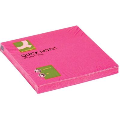 Q-Connect, Notes adhésives, Bloc-notes repositionnables 75x75 mm 80 feuilles rose fluo (75 x 75 mm) Q-Connect, Notes adhésives, Bloc-notes repositionnables 75x75 mm 80 feuilles rose fluo (75 x 75 mm)
