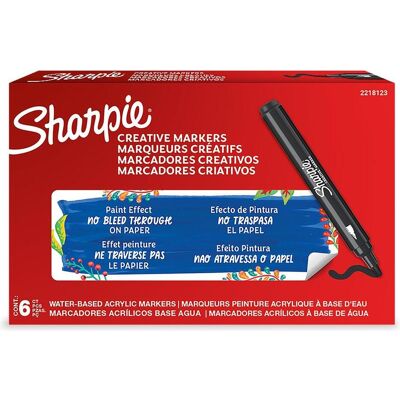 Sharpie, Marqueur, Kreativmarker Rundspitze Acryl schwarz (6x) Sharpie, Marqueur, Kreativmarker Rundspitze Acryl schwarz (6x)