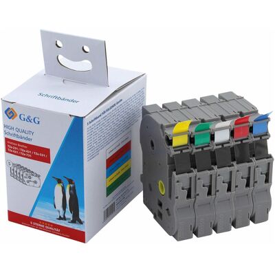 Ensemble de Rubans Étiquettes G&G - Couleurs Multiples - 12 mm 8 m Ensemble de Rubans Étiquettes G&G - Couleurs Multiples - 12 mm 8 m