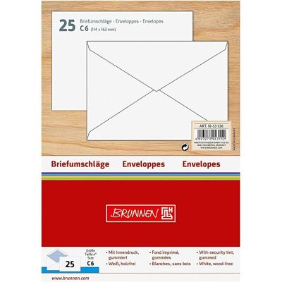 Brunnen, Enveloppes, Enveloppe C6 (114 x 162 mm, 25x) Brunnen, Enveloppes, Enveloppe C6 (114 x 162 mm, 25x)