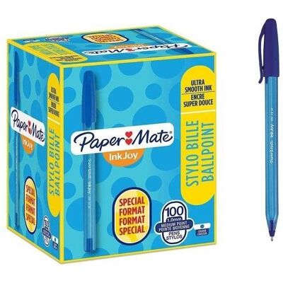 Paper Mate, Stylo, Paper:Mate stylo à bille InkJoy 100, Value Pack, bleu (100x) Paper Mate, Stylo, Paper:Mate stylo à bille InkJoy 100, Value Pack, bleu (100x)