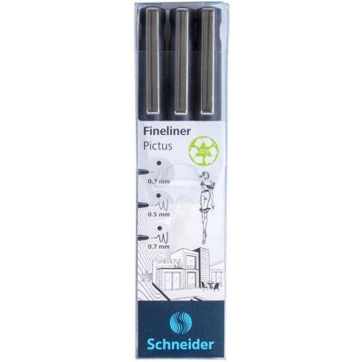 Schneider, Stylo, Pictus Fineliner Set noir 3 pcs. (3x) Schneider, Stylo, Pictus Fineliner Set noir 3 pcs. (3x)