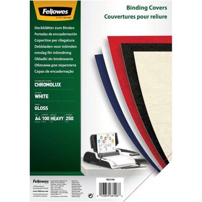Fellowes Feuille supérieure Chromolux, brillante, blanche, Relieuse : accessoires, Blanc Fellowes Feuille supérieure Chromolux, brillante, blanche, Relieuse : accessoires, Blanc