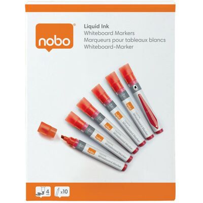 Nobo, Marqueur, N-marqueur Viscom 4mm 1915384 rouge 10 pièces (10x) Nobo, Marqueur, N-marqueur Viscom 4mm 1915384 rouge 10 pièces (10x)