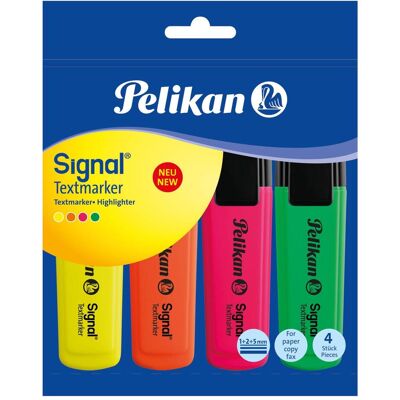 Pelikan Marqueur, Signal Surligneur 4 pièces couleurs assorties, dans un polybag (4x) Pelikan Marqueur, Signal Surligneur 4 pièces couleurs assorties, dans un polybag (4x)