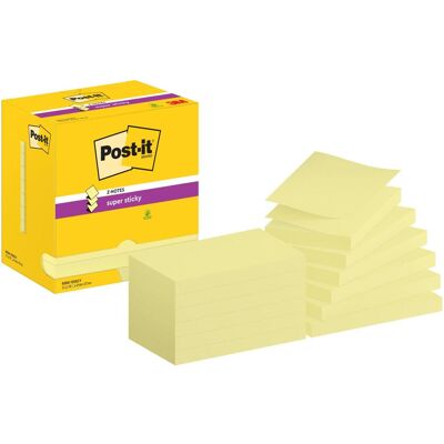 Post-it, Notes adhésives, Papillons de notes Super Sticky Z-Notes 76 x 127 mm, jaune (127 x 76 mm) Post-it, Notes adhésives, Papillons de notes Super Sticky Z-Notes 76 x 127 mm, jaune (127 x 76 mm)
