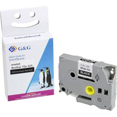 G&G Ruban d'Étiquetage Compatible - Noir sur Blanc - 9mm x 8m G&G Ruban d'Étiquetage Compatible - Noir sur Blanc - 9mm x 8m