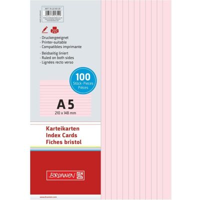 Brunnen, Fiche, Fiche DIN A5 lignée rouge 100 pcs/paquet (A5, 180 g/m²) Brunnen, Fiche, Fiche DIN A5 lignée rouge 100 pcs/paquet (A5, 180 g/m²)
