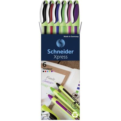 Schneider, Stylo, 6 Fineliner Xpress couleurs assorties 0,8 mm (6x) Schneider, Stylo, 6 Fineliner Xpress couleurs assorties 0,8 mm (6x)