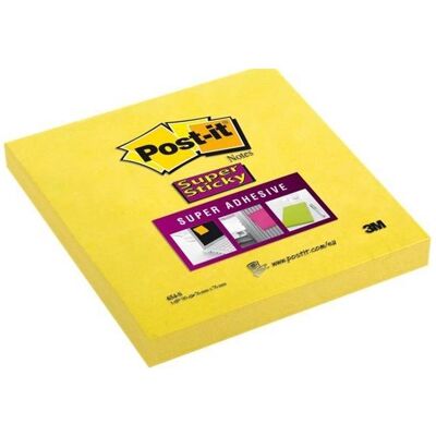 Post-it, Notes adhésives, Papillons adhésifs Super Sticky extra-forts 654-S jaune 12 blocs (76 x 76 mm) Post-it, Notes adhésives, Papillons adhésifs Super Sticky extra-forts 654-S jaune 12 blocs (76 x 76 mm)