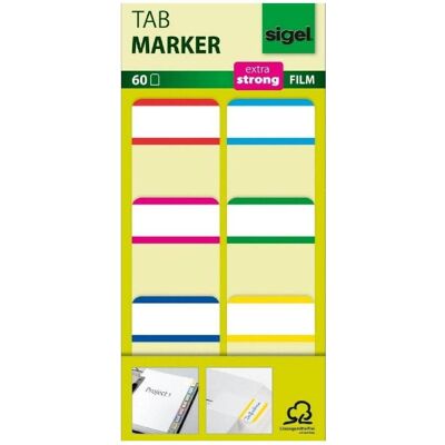 Sigel, Notes adhésives, Marqueur d'onglet (125 x 58 mm) Sigel, Notes adhésives, Marqueur d'onglet (125 x 58 mm)