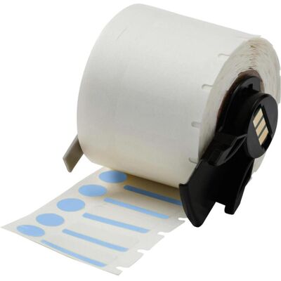 Brady, Rouleau d’étiquettes, M6-98-494-BL, polyester, blanc/bleu, brillant, 25.40 x 9.53 mm, avec étiquette de couverture (46.02 mm) Brady, Rouleau d’étiquettes, M6-98-494-BL, polyester, blanc/bleu, brillant, 25.40 x 9.53 mm, avec étiquette de couverture (46.02 mm)
