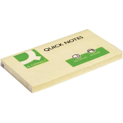Q-Connect, Notes adhésives, Papillons adhésifs Quick Notes jaune (127 x 76 mm) Q-Connect, Notes adhésives, Papillons adhésifs Quick Notes jaune (127 x 76 mm)